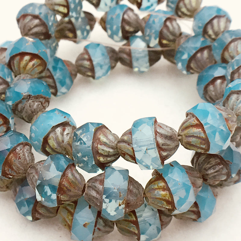 Turbine Czech Glass, Aqua Opalite, 11x10mm