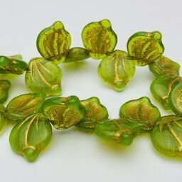 Leaf Czech Glass Beads, 12x14mm, Olive Green – EOS Designs Studio