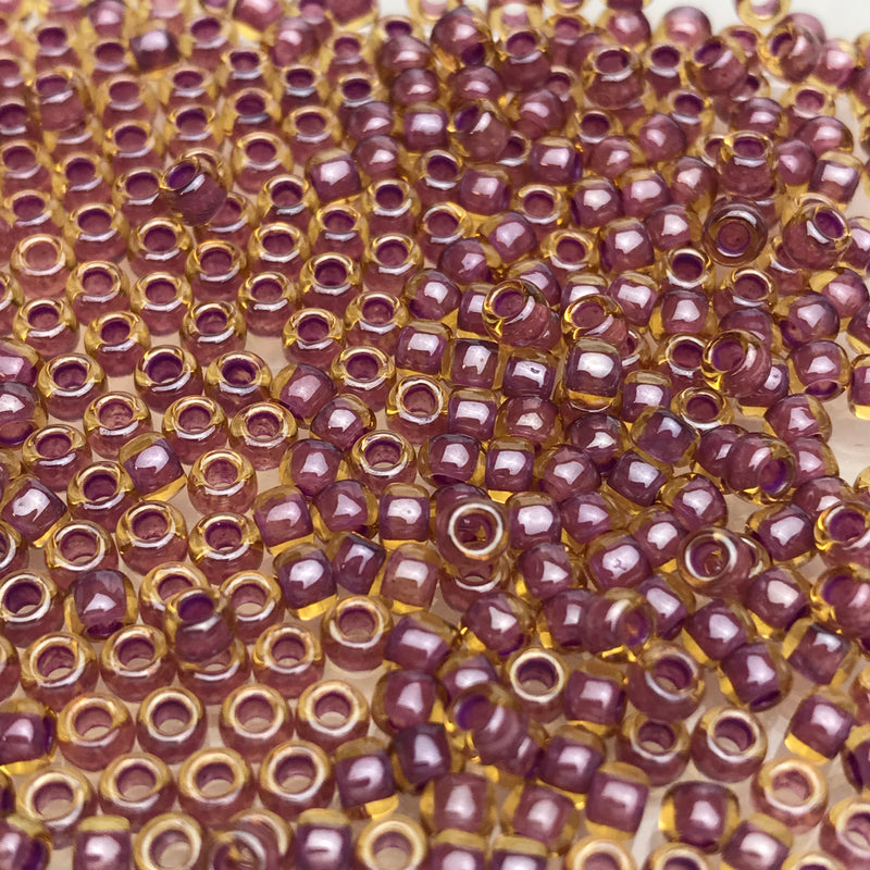 Topaz/Pink Lined, 8/0 Toho Round, 8.0 grams