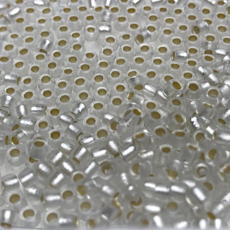 Crystal Silver Lined Frosted, 8/0 Toho Round, 8.0 grams