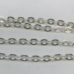 Silver Plated Flat Tiny Oval Chain