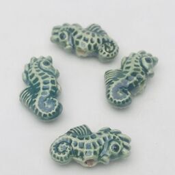 Small Green Seahorse Peruvian Ceramic Bead