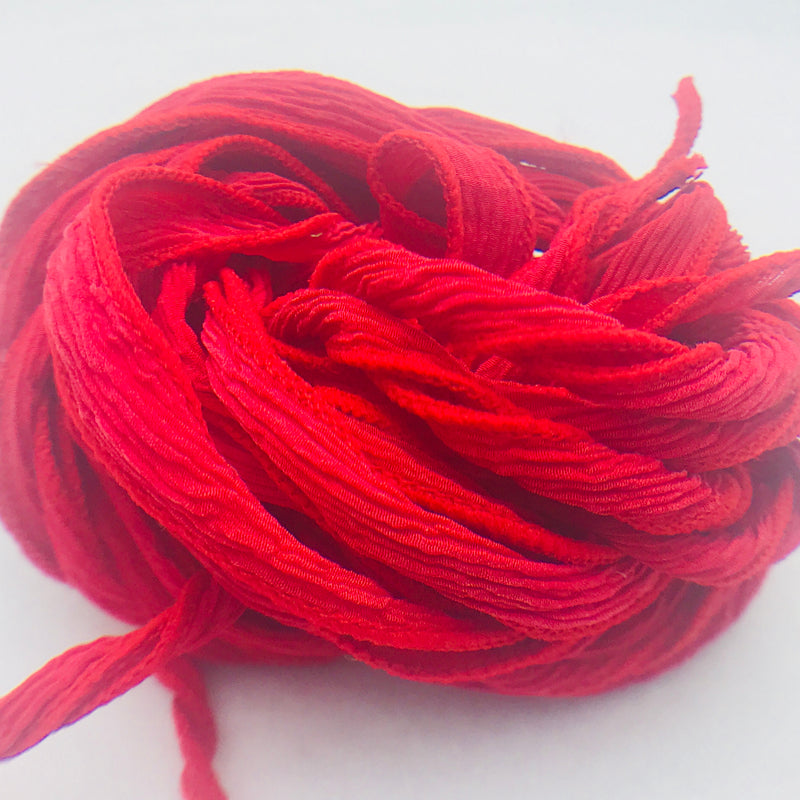 Hand Dyed Silk Ribbon, Red