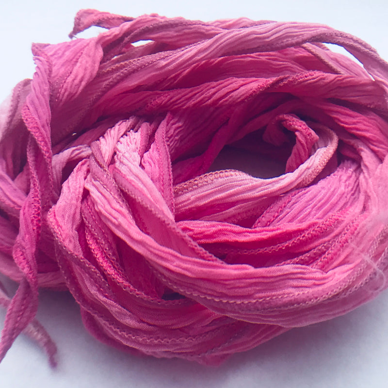 Hand Dyed Silk Ribbon, Pink