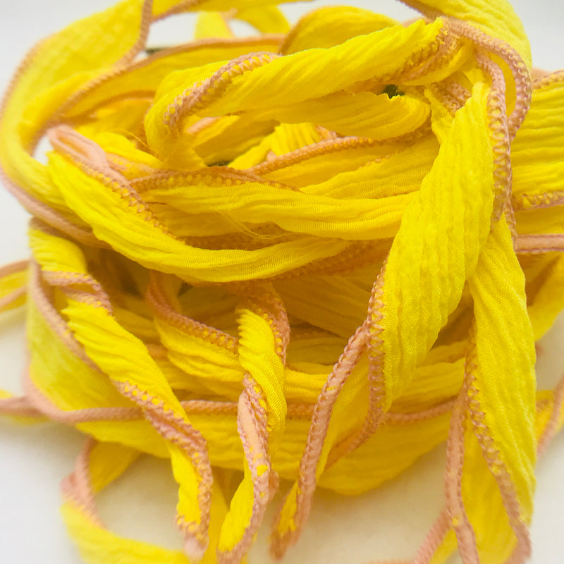 Hand Dyed Silk Ribbon, Yellow