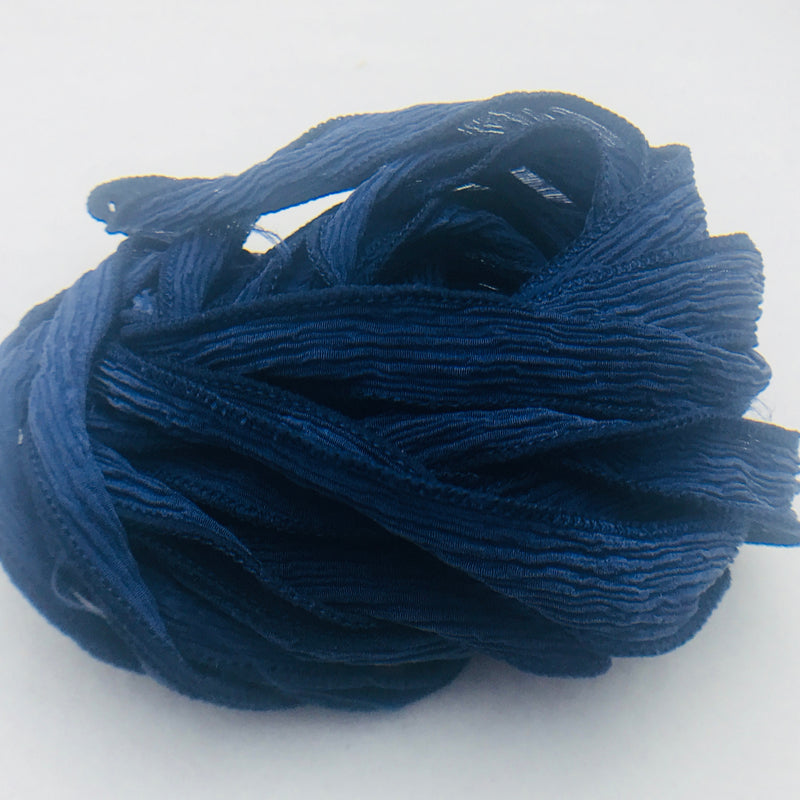 Copy of Hand Dyed Silk Ribbon, Dark Blue