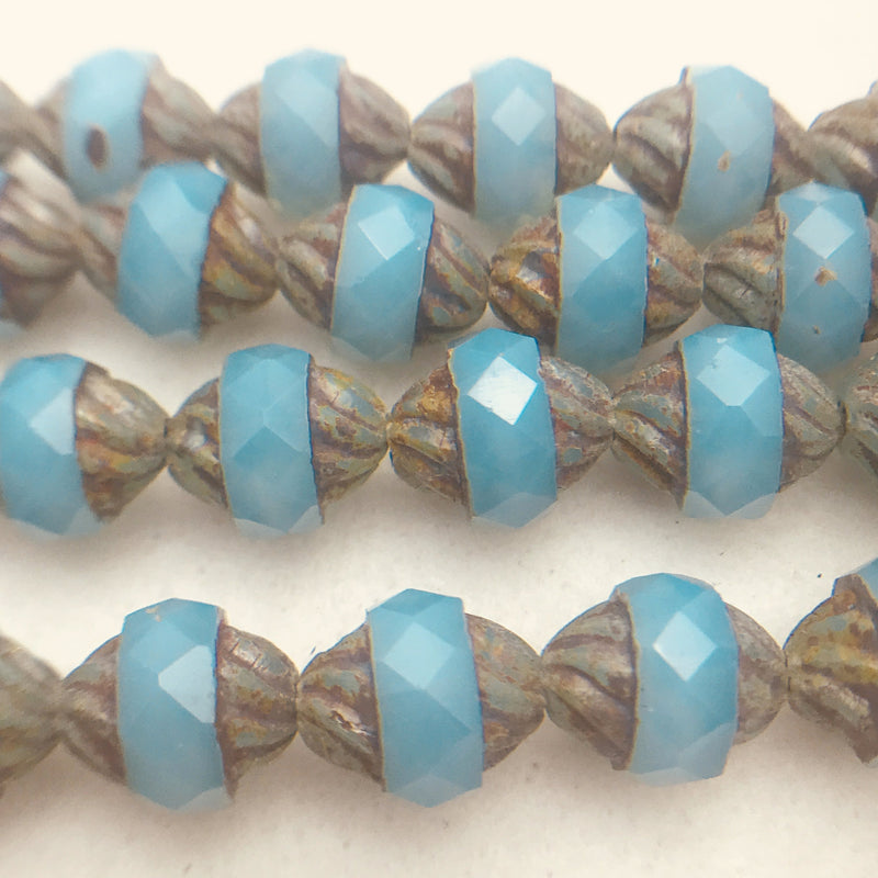 Turbine Czech Glass, Aqua Cream, 11x10mm