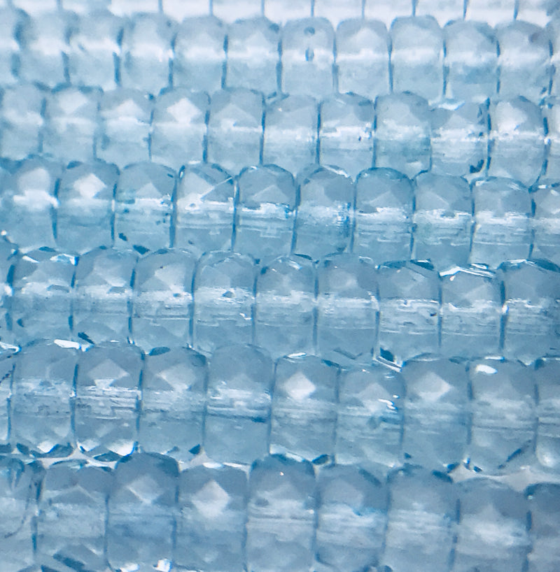 Faceted Rondelle Czech Glass Beads 3x6mm Baby Blue