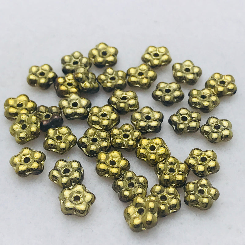 Daisy Spacer Czech Bead, Gold