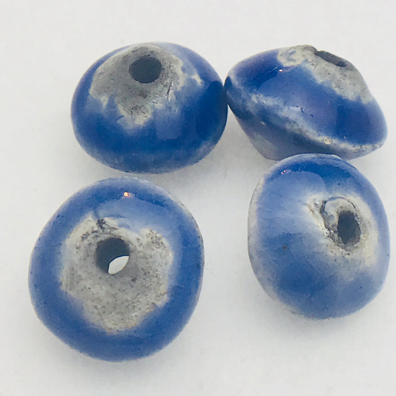 Bicone Ceramic Bead by Keith OConnor, 9x14mm Navy Blue