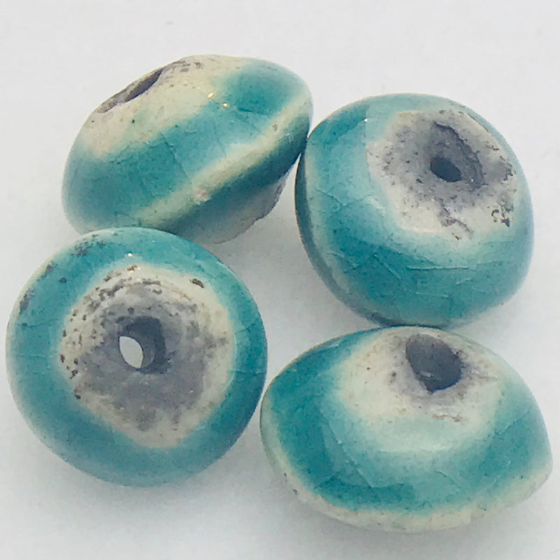 Bicone Ceramic Bead by Keith OConnor, 9x14mm Teal