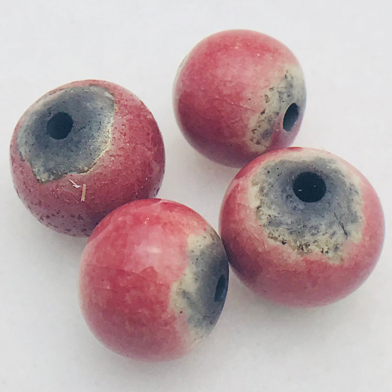 Round Ceramic Bead by Keith OConnor, 12mm Pink