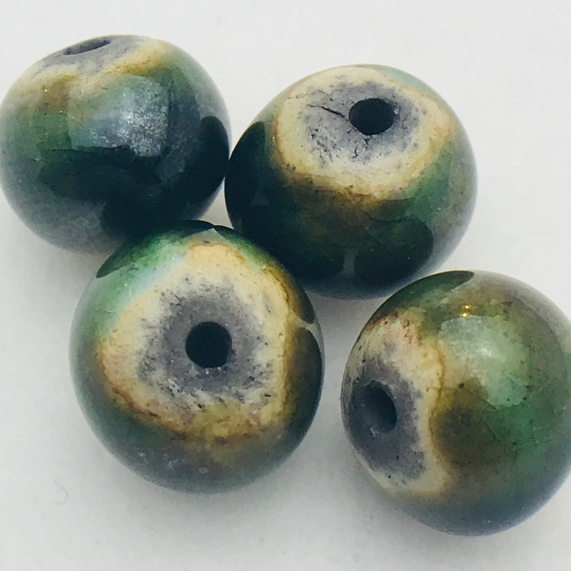 Round Ceramic Bead by Keith OConnor, 12mm Army Green