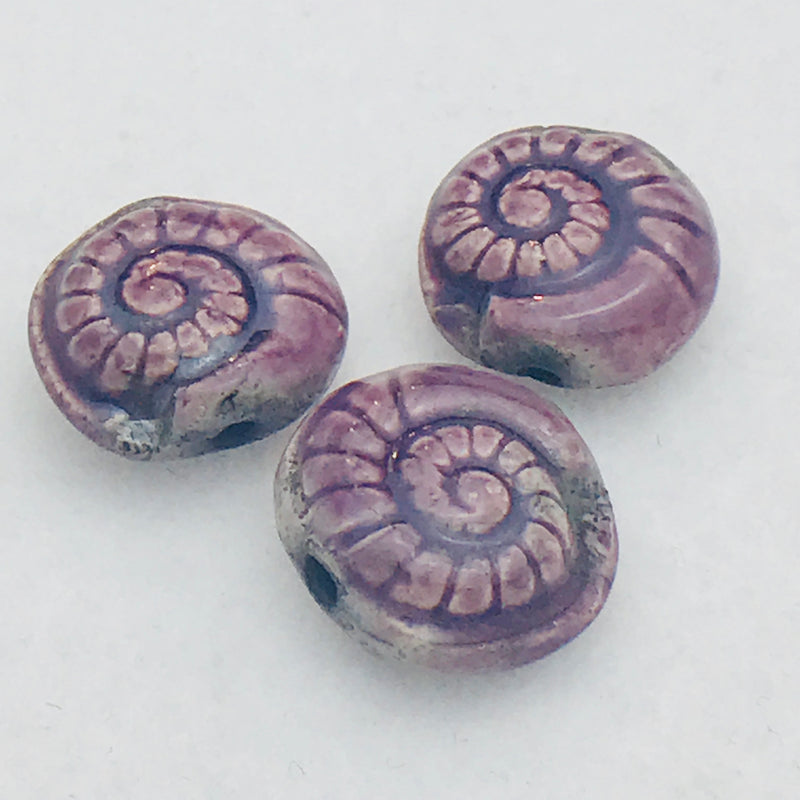 Nautilus Ceramic Bead by Keith OConnor, 14mm Purple