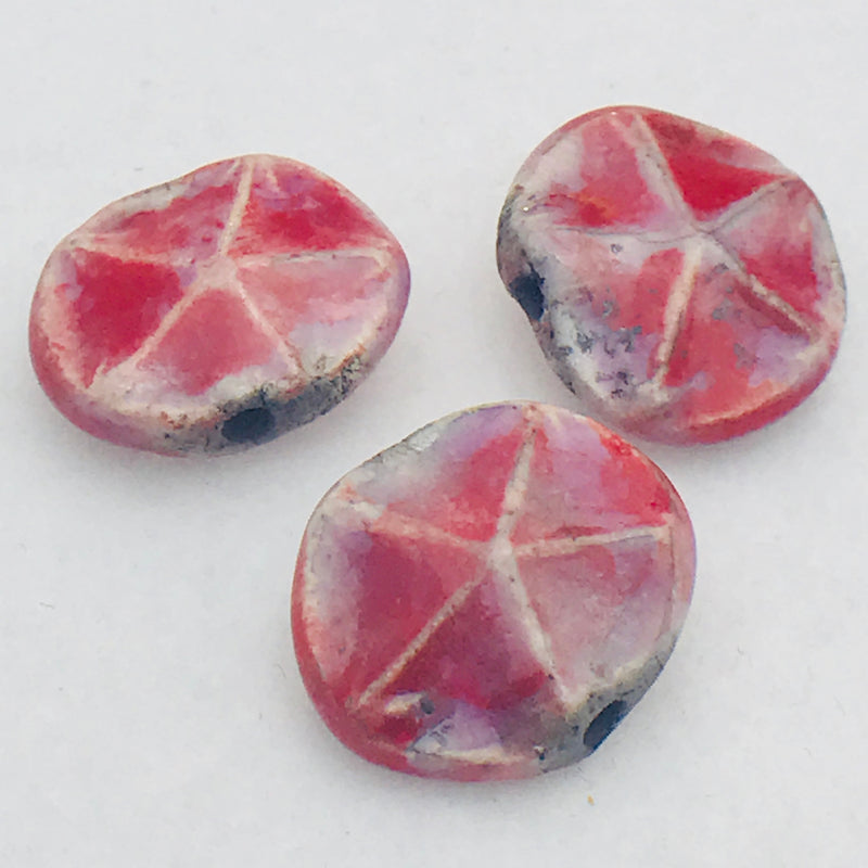 Starfish Ceramic Bead by Keith OConnor, 16mm Rouge