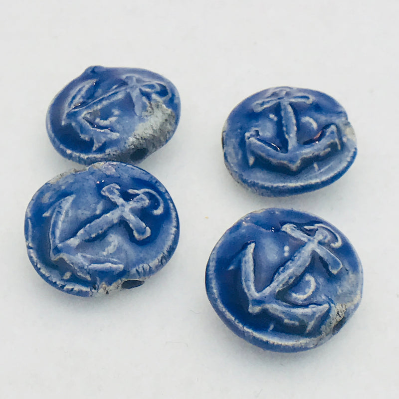 Anchor Ceramic Bead by Keith OConnor, 18mm Naval Blue