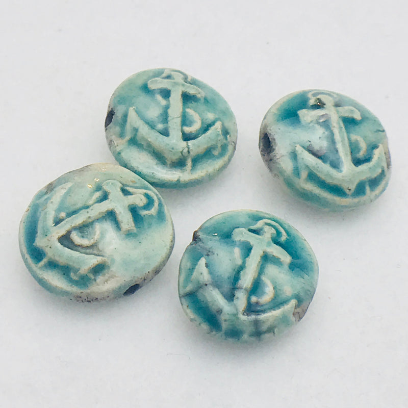 Anchor Ceramic Bead by Keith OConnor, 18mm Sea Green