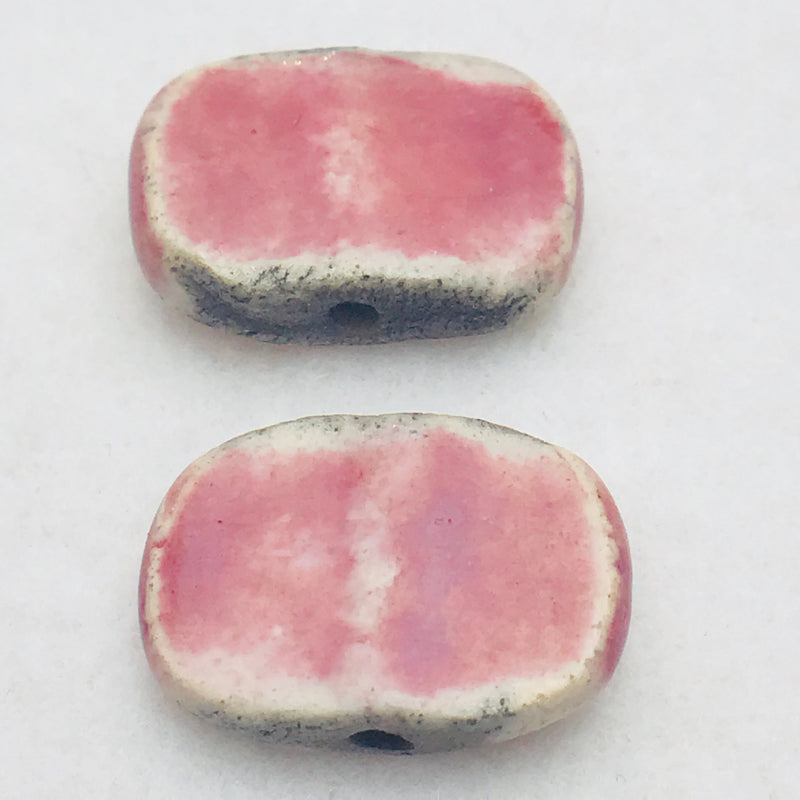 Chicklet Ceramic Bead by Keith OConnor, 30X19mm, Pink