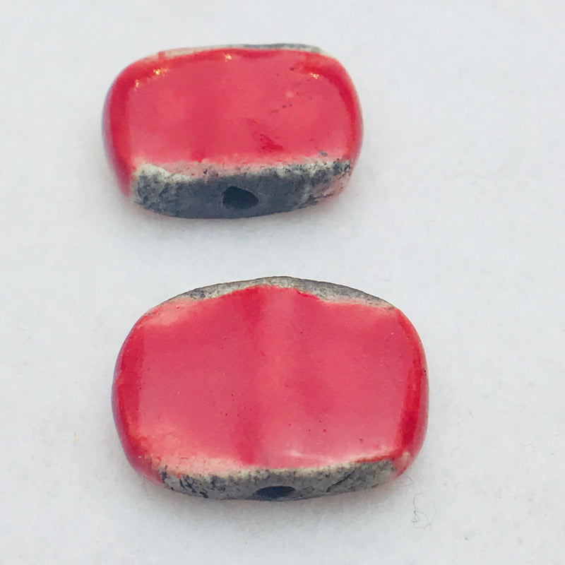 Chicklet Ceramic Bead by Keith OConnor, 30X19mm, Red