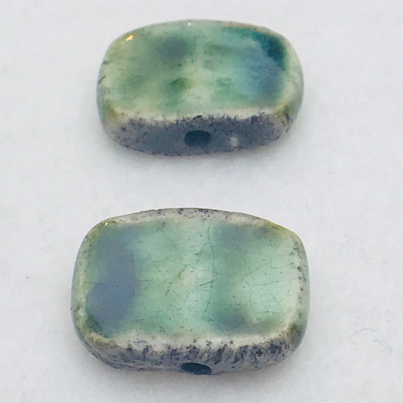 Chicklet Ceramic Bead by Keith OConnor, 30X19mm, Green