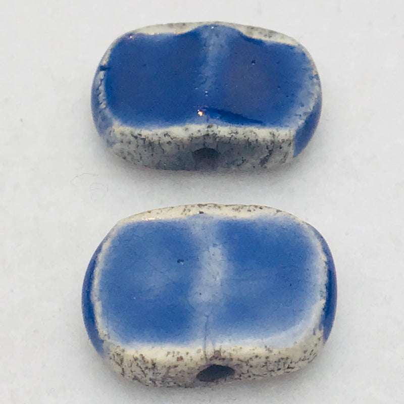 Chicklet Ceramic Bead by Keith OConnor, 30X19mm, Navy Blue
