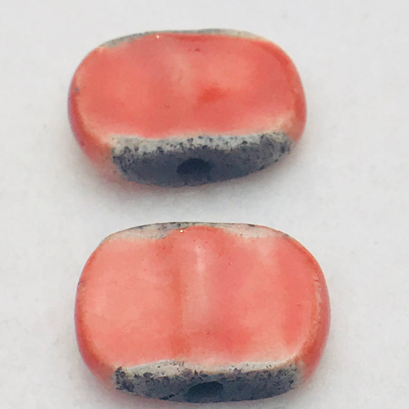 Chicklet Ceramic Bead by Keith OConnor, 30X19mm, Orange