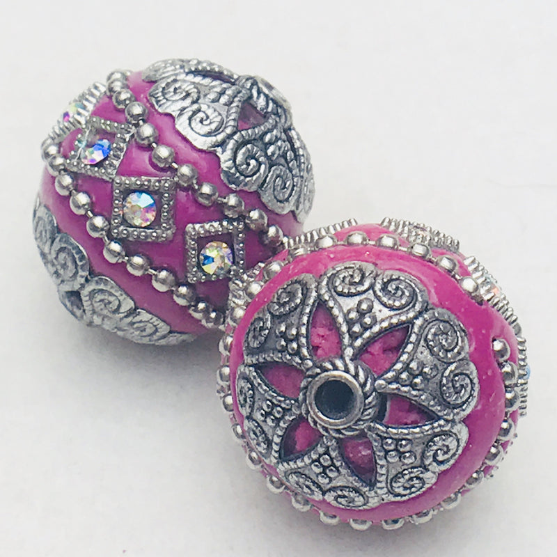 Fuschia Mongolia Bead 26mm