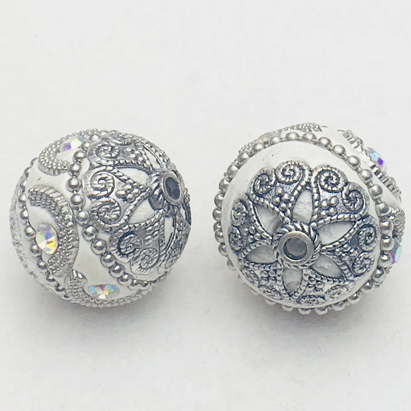 White Mongolia Bead 26mm