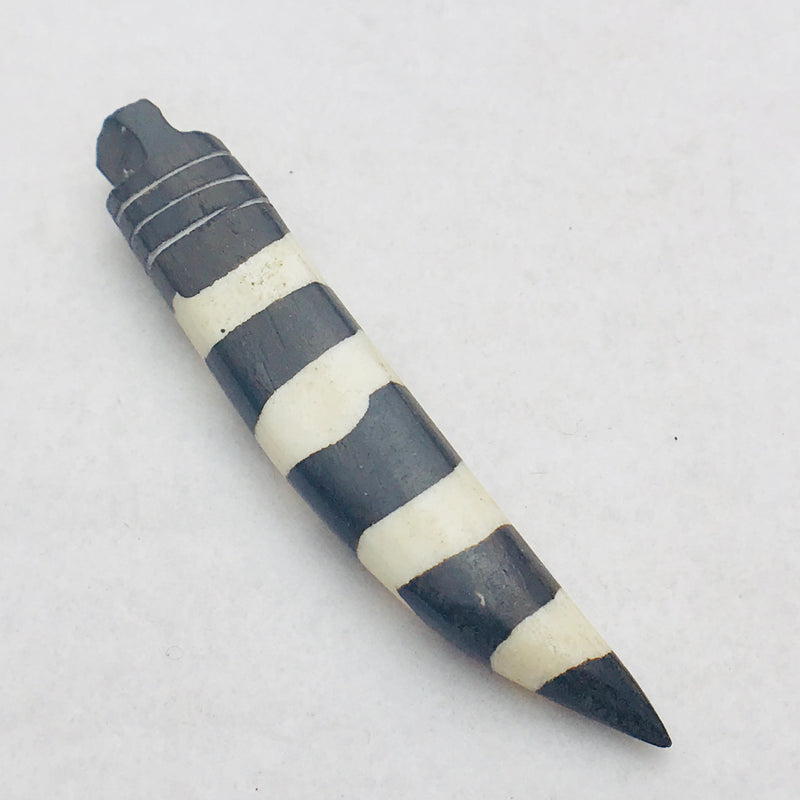 Zebra Batik Bone Rounded African Spear Pendant