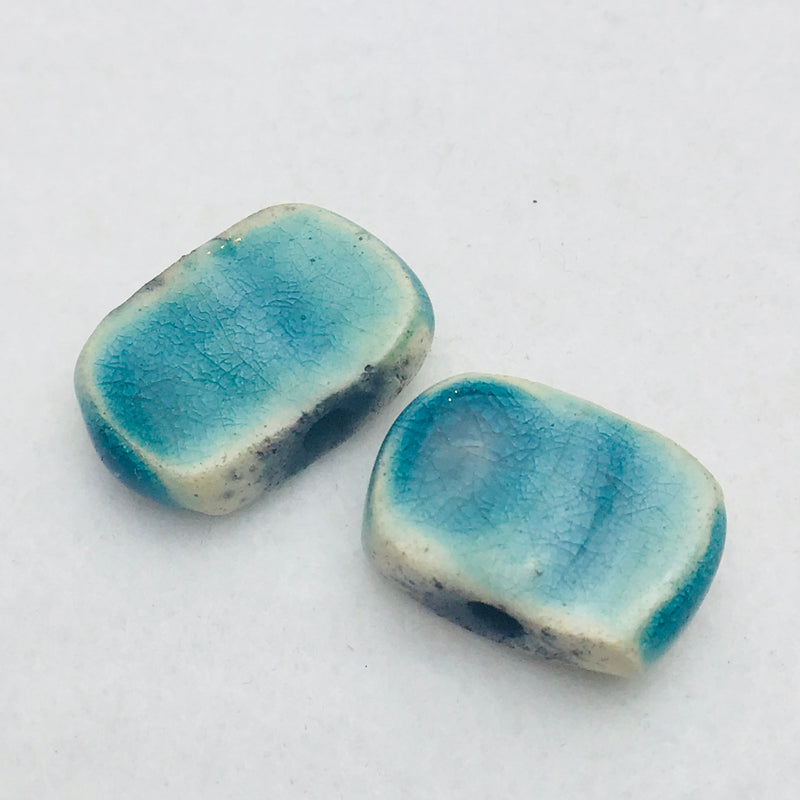 Chicklet Ceramic Bead by Keith OConnor, 30X19mm, Teal