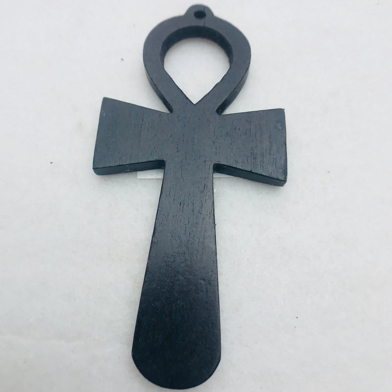 Wooden Ankh, Black, 85x40mm