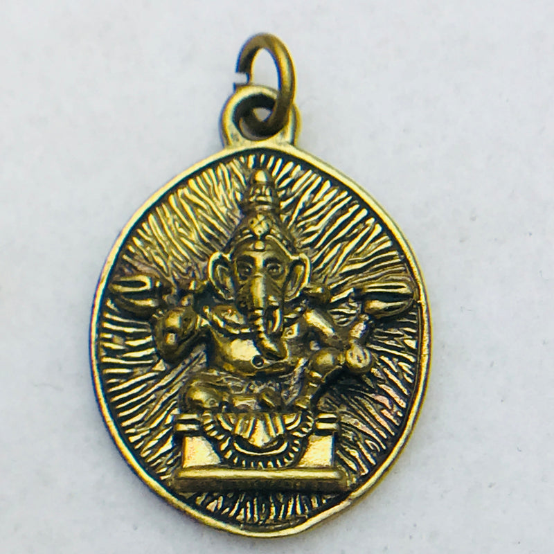 Oval Ganesh Charm, 26x33 Brass