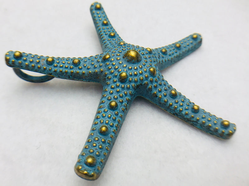 Patina Starfish Charm, 60x60mm