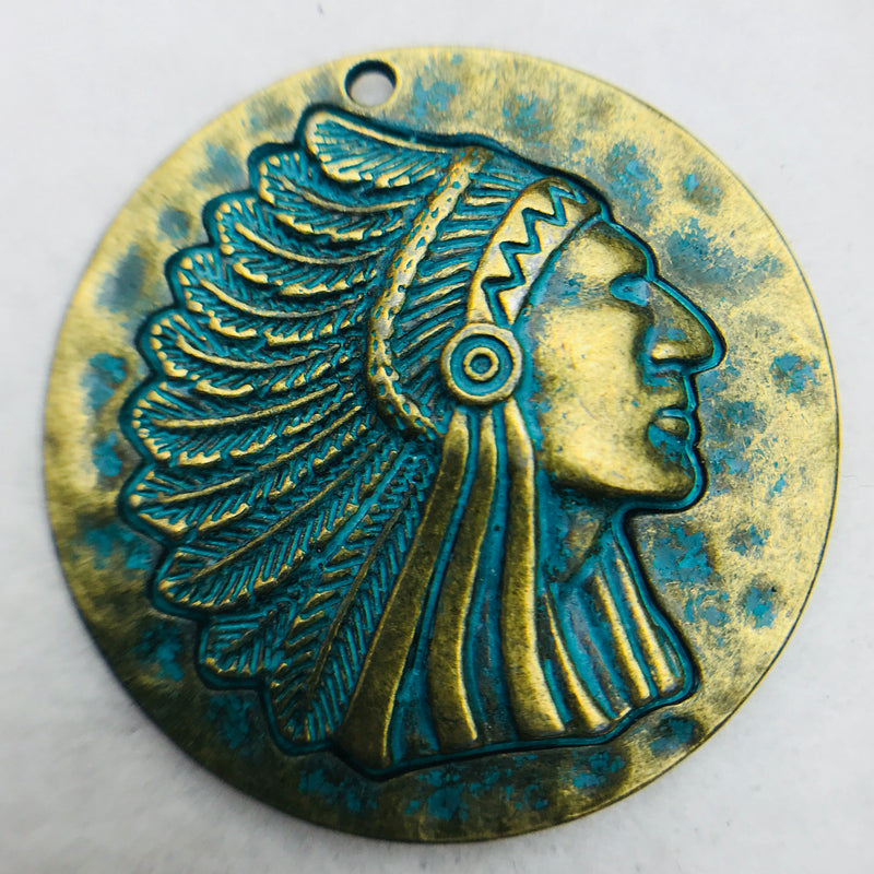 Patina Indian Head Charm, NC Size