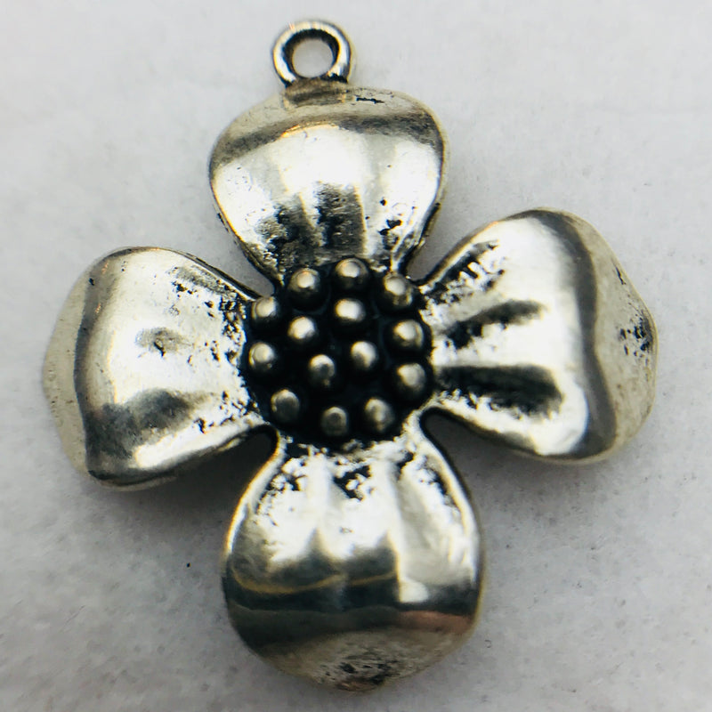 Dogwood Flower Charm, Silver, 30x30mm
