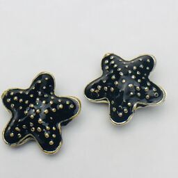 Cloisonne Starfish Bead, Black 20mm