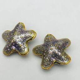 Cloisonne Starfish Bead, Purple 20mm