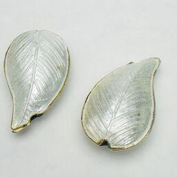 Cloisonne Leaf Bead, Milky White 30mm