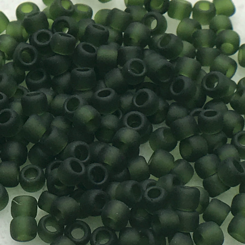 Olivine Transparent Frosted, 8/0 Toho Round, 8.5 grams