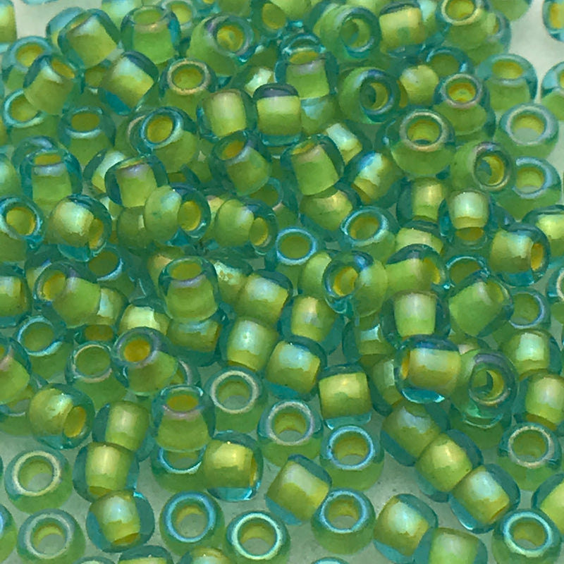 Aqua Opaque Color Lined, 8/0 Toho Round Seed Beads, 8.5 grams
