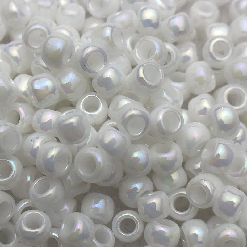 White Opaque Rainbow, 8/0 Toho Round Seed Bead, 8.5 grams