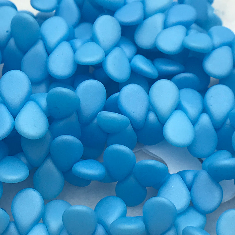 Matte Aqua Pearlized Pip Czech Glass Bead 7mm