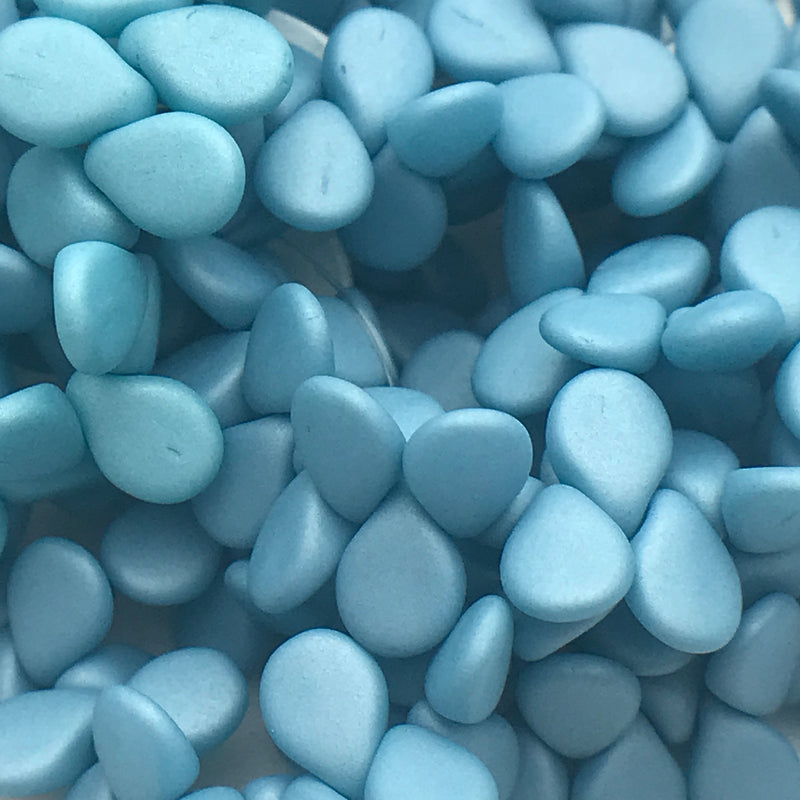 Matte Robins Egg Pearlized Blue Pip Czech Glass Bead 7mm