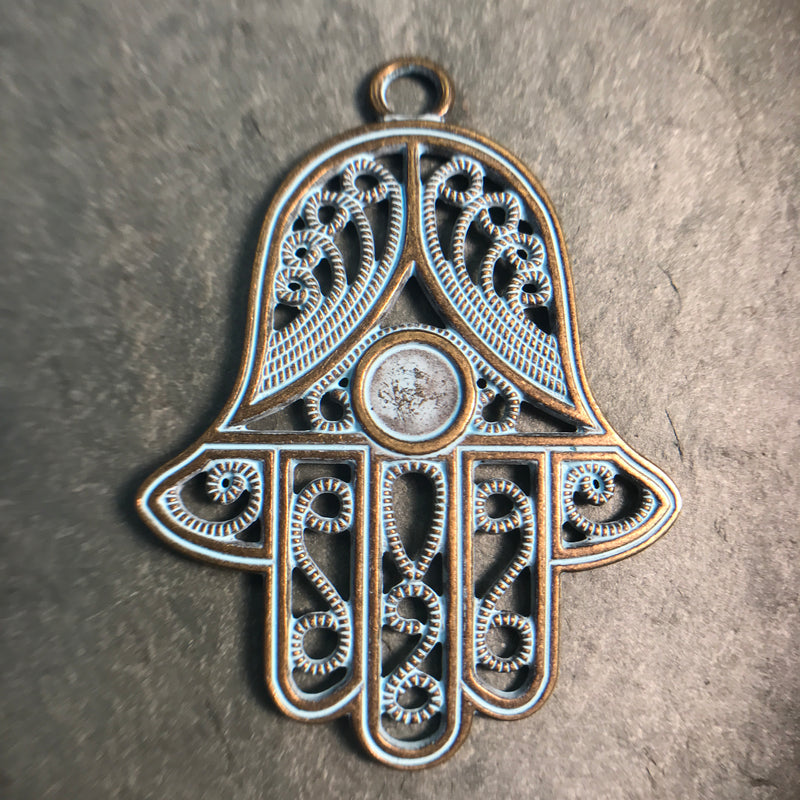 Patina Hamsa Charm, 57x41mm