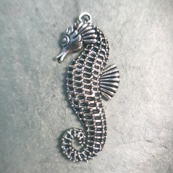 Seahorse Charm, Silver 61x25mm