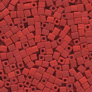 Miyuki Square Opaque Frosted Red 4mm