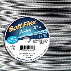 Satin Silver Soft Flex Beading Wire Fine  30 Feet
