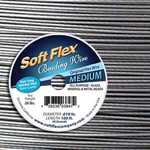 Satin Silver Soft Flex Beading Wire Medium 100 Feet