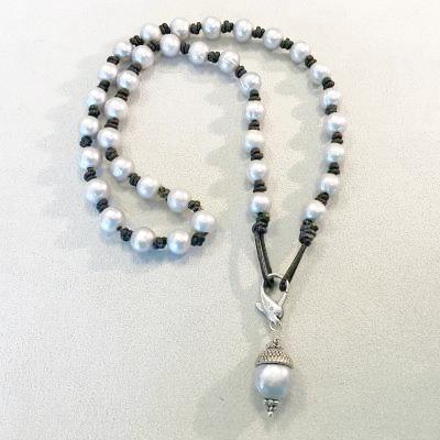 Silver Pearl & Drop Necklace