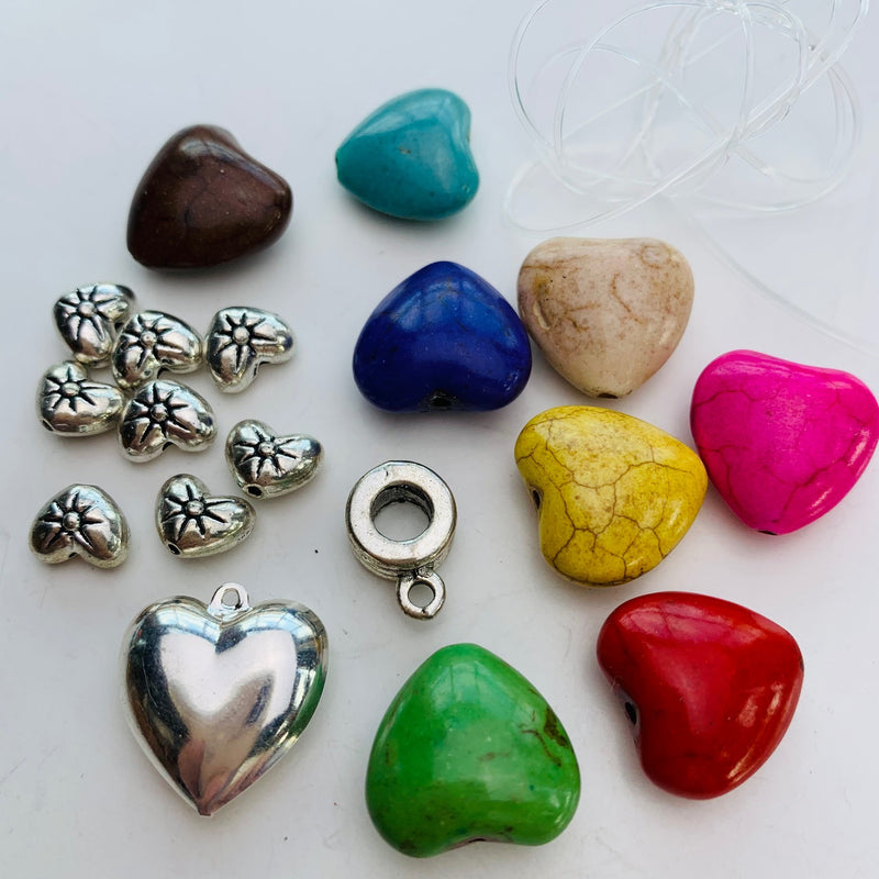 Beaded Jewelry Making Rainbow Puffed Heart Bracelet Kit